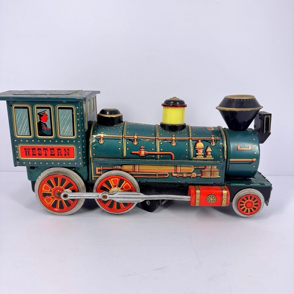 Vintage Western Special Tin Litho Battery Operated Toy Locomotive Train As Is